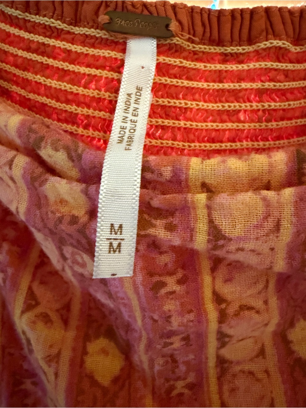 Free People Pink and Orange Floral Boho Blouse - Picture 3 of 5